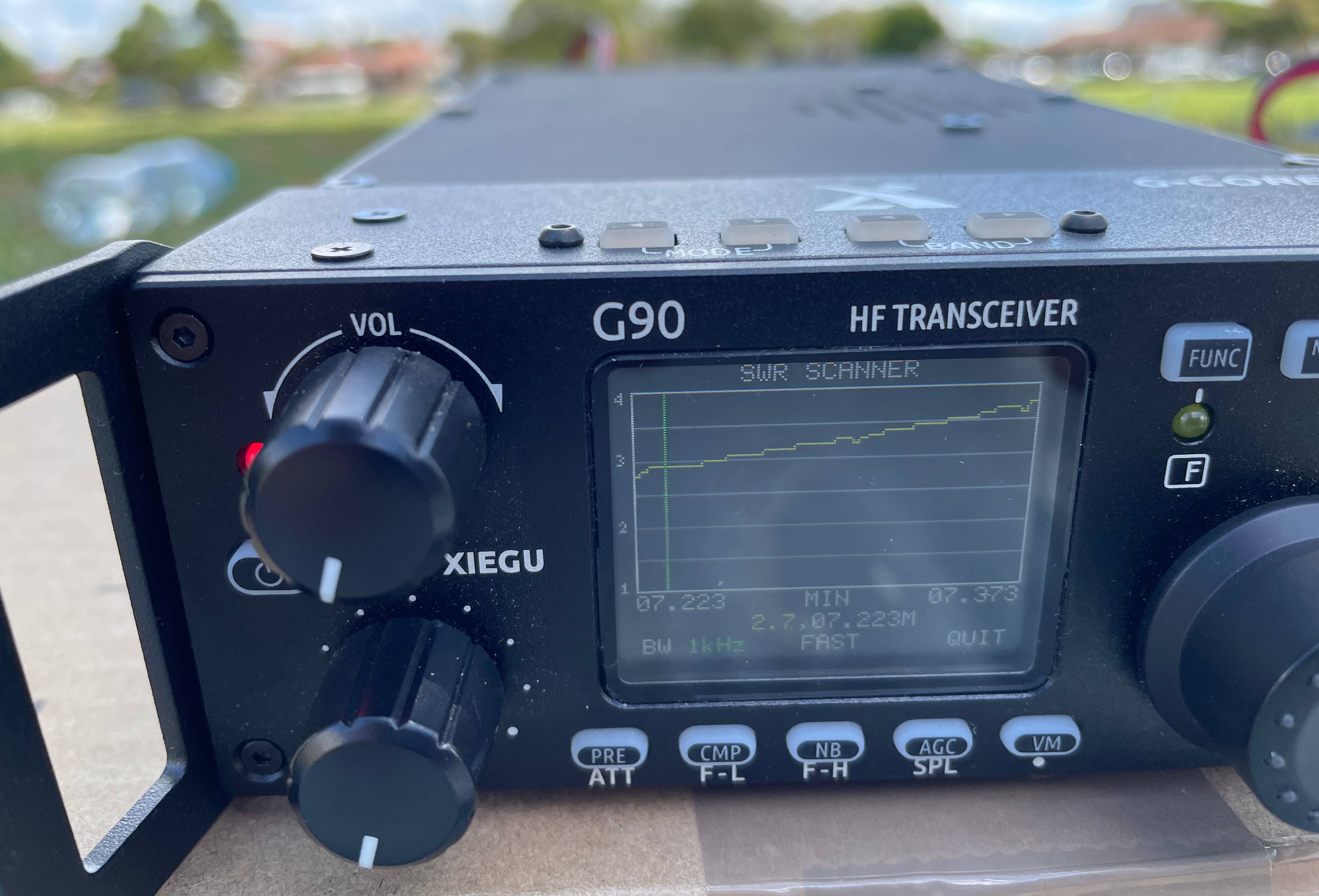Graph showing a bad SWR scan curve for the 40 metre band.